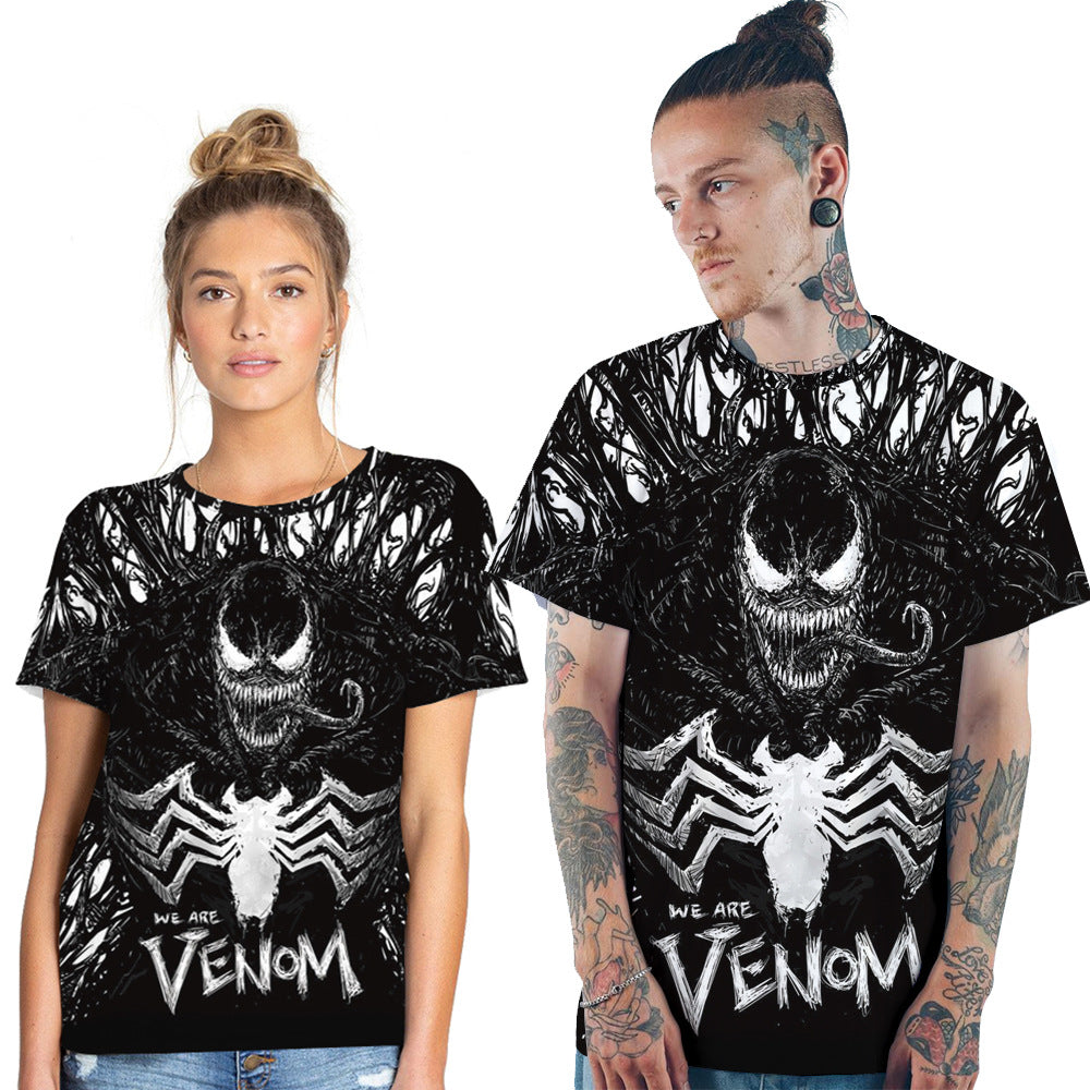 3D Venom Print Casual T-Shirt