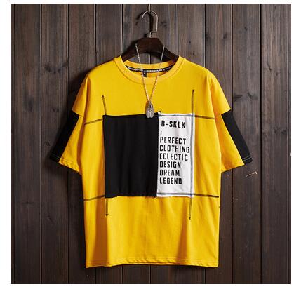 Men's Hip Hop Color Block T-Shirt - Casual Short Sleeve