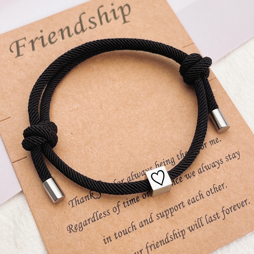 Simple Stainless Steel Geometric Couples Love Bracelet