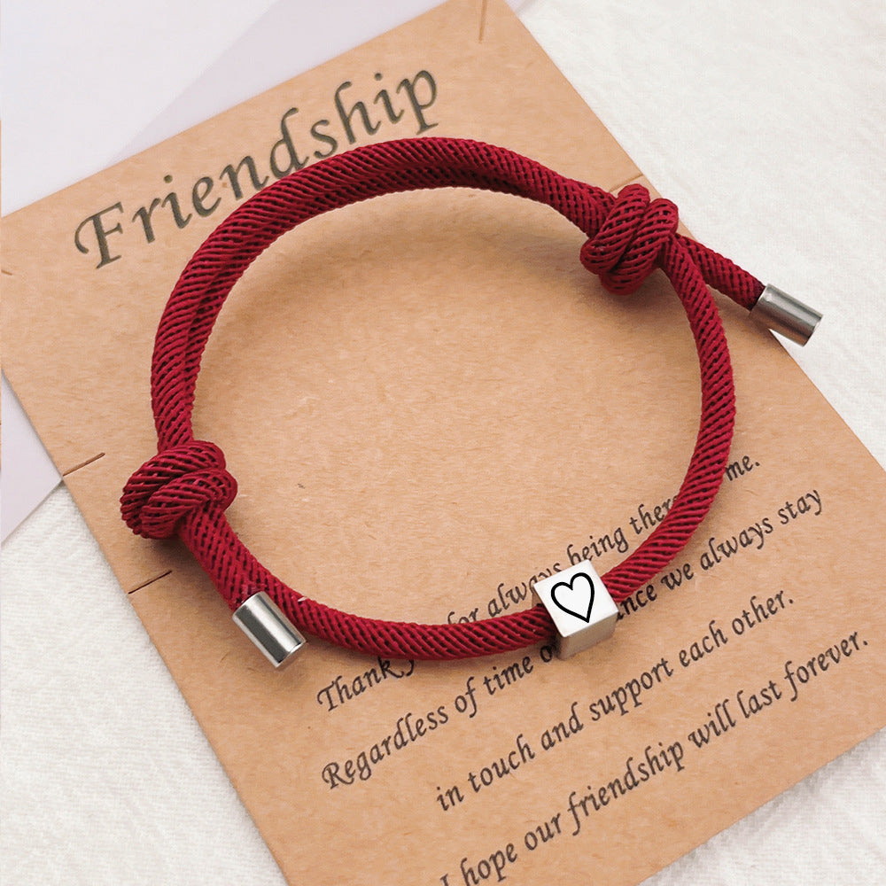 Simple Stainless Steel Geometric Couples Love Bracelet