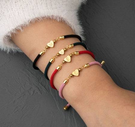 Titanium Steel Heart-shaped Bracelet with 26 Letters