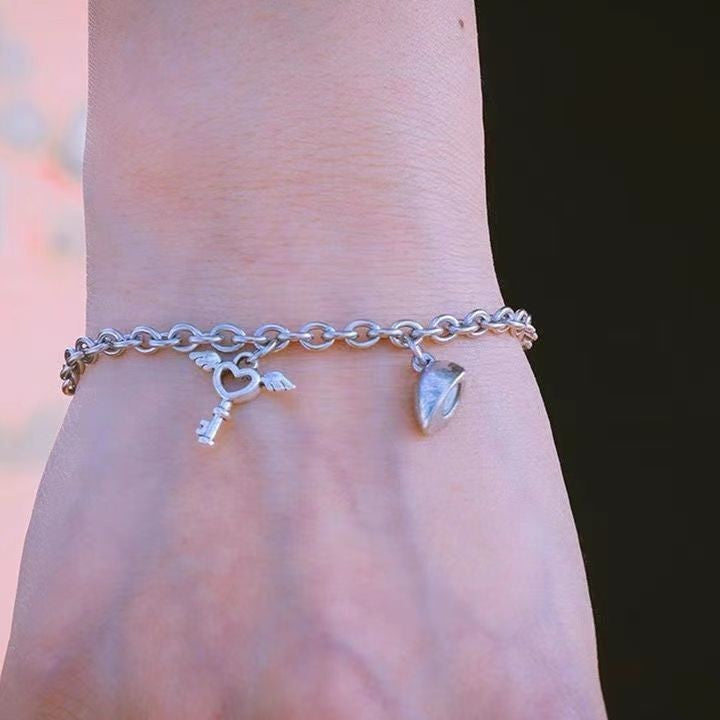 Simple Love Lock Couples Bracelet for Girlfriends