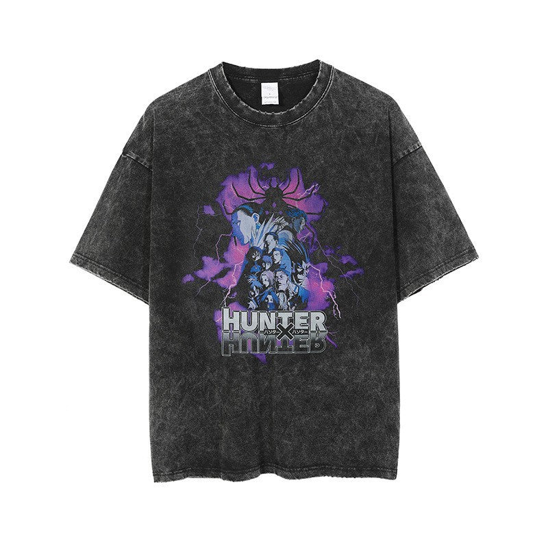 Vintage Wash Graphic Tee - Streetwear Anime Summer