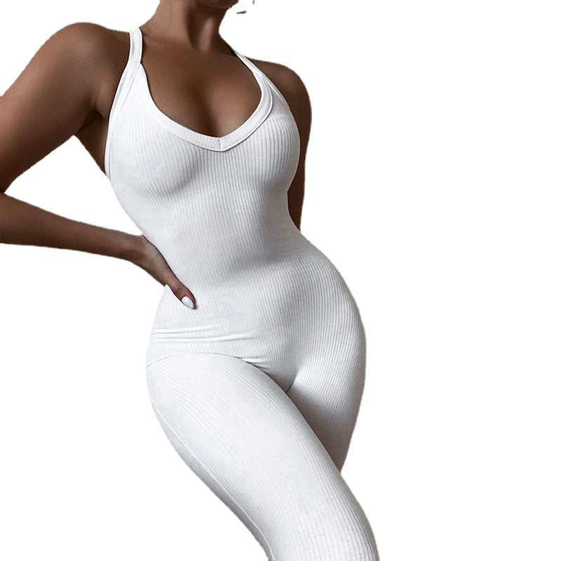 2022 Women's Solid High Waist Jumpsuit