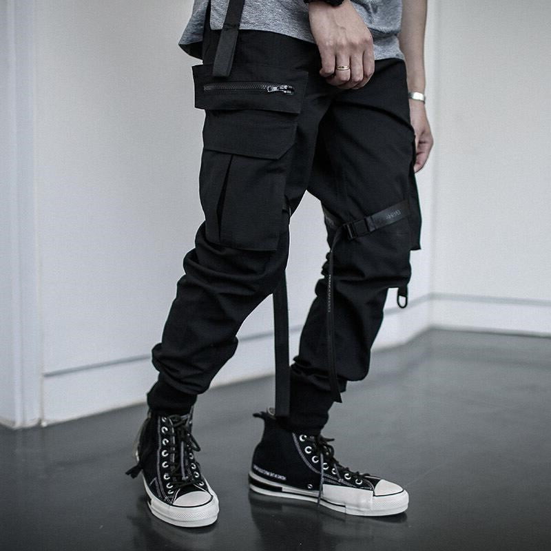 Paratrooper Pants with Streamers and Multi-Pocket Design