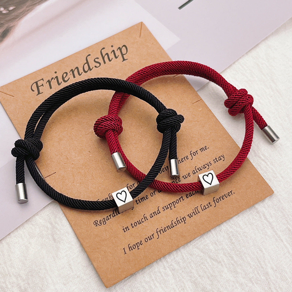 Simple Stainless Steel Geometric Couples Love Bracelet