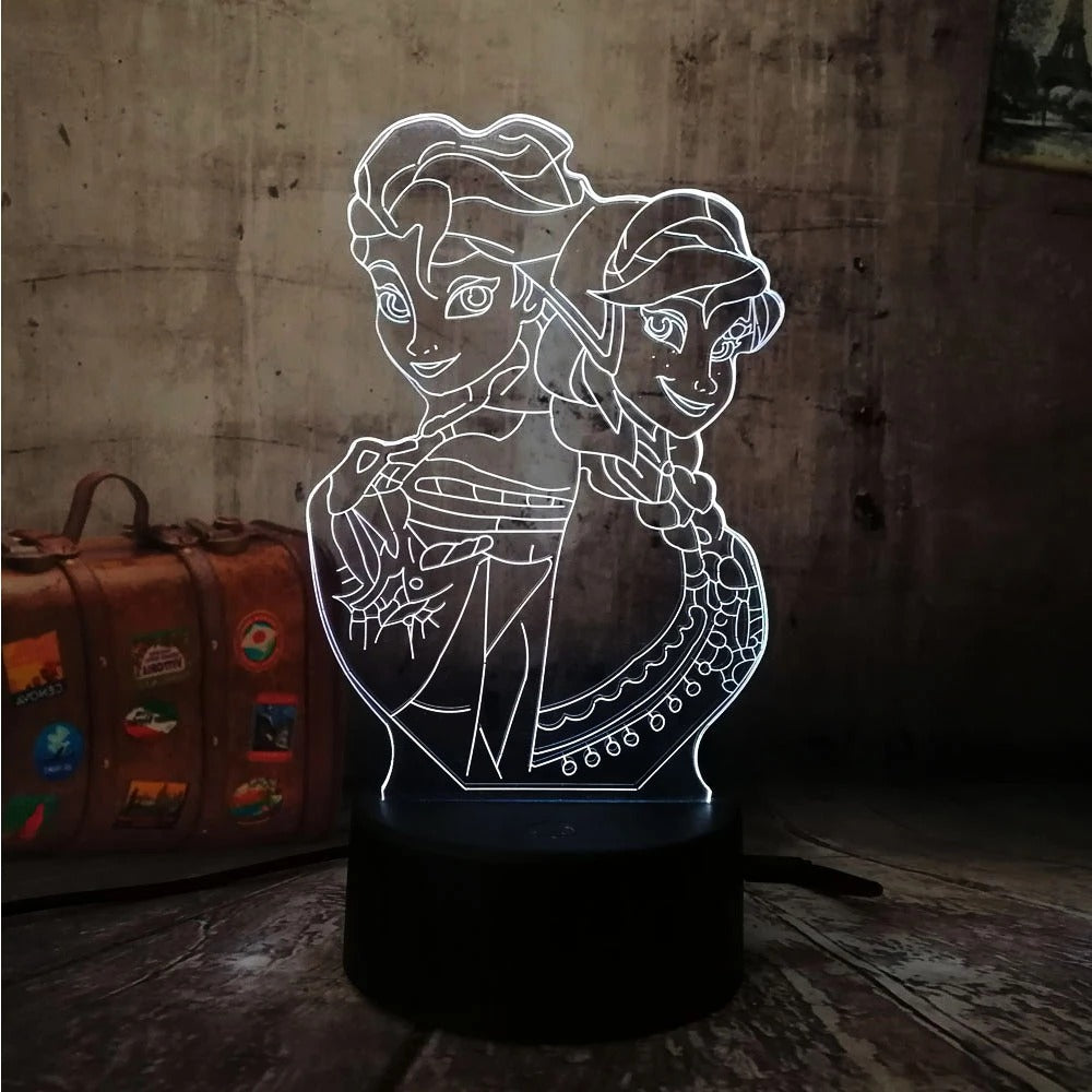 Colorful Touch Control LED 3D Night Light (Frozen Theme)