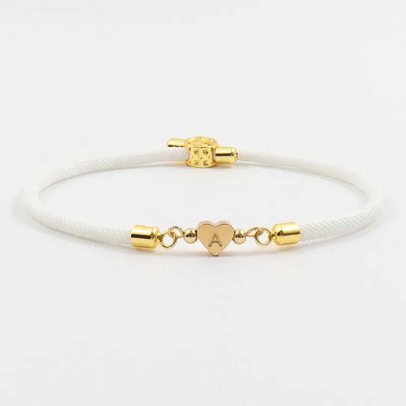 Titanium Steel Heart-shaped Bracelet with 26 Letters