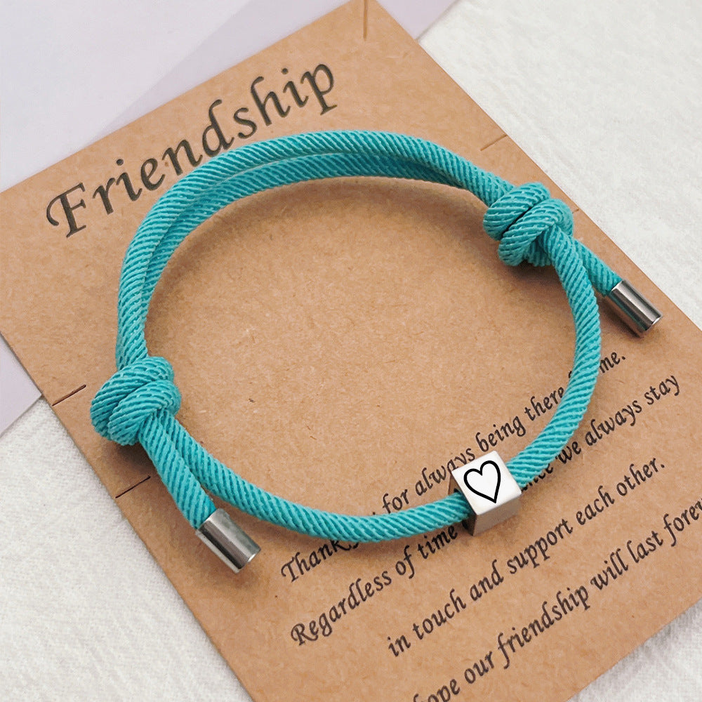 Simple Stainless Steel Geometric Couples Love Bracelet
