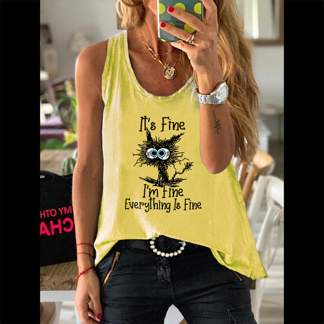 Vintage Women's Graphic Print Summer Tank Top