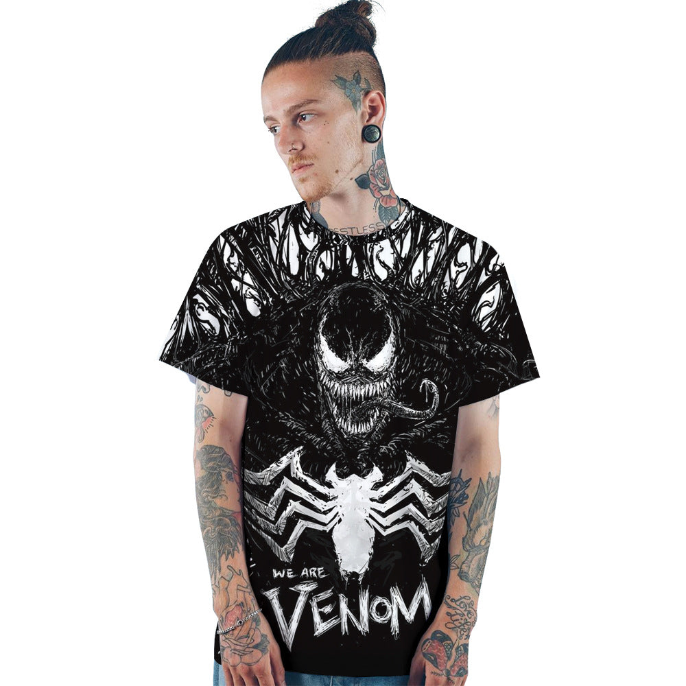 3D Venom Print Casual T-Shirt