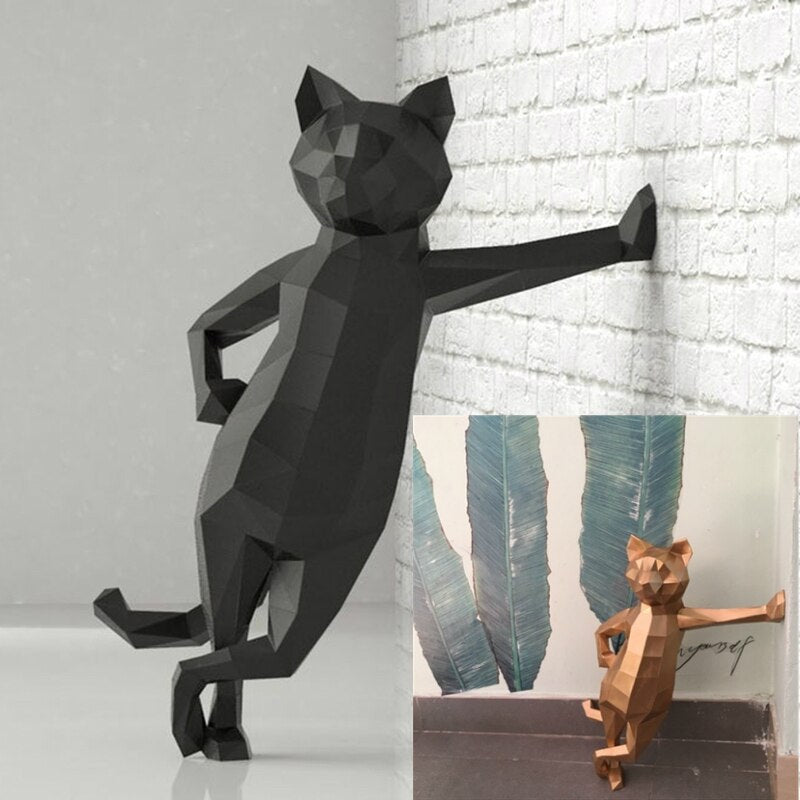 3D Geometric Origami Cat Paper Model DIY Craft Kit