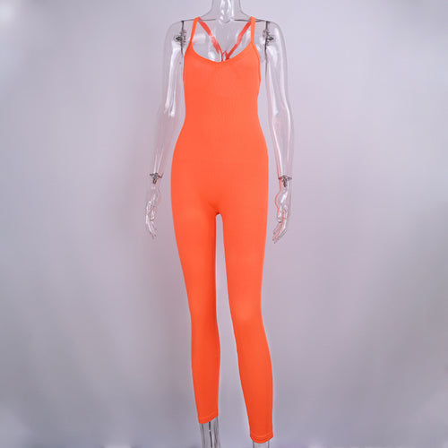 2022 Women's Solid High Waist Jumpsuit